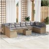 11 Delad Trädgårdssofa Set med Dynor Svart Poly Rattan vidaXL 55 x 55 x 37 cm – miniatyr 1