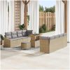 11-delad Trädgårdssoffa Set med Kuddar Beige Poly Rattan Akacia vidaXL Stor – miniatyr 1