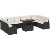 11 Delar Trädgårdsdining Set med Kuddar Svart Poly Rottning Akacia vidaXL 100 x 55 x 73 cm – miniatyr 2
