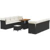 11 delar trädgårdsofa set med kuddar svart poly rattan akacia vidaXL Stor – miniatyr 2