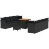 11 Delar Trädgårdsoffa Set med Kuddar Svart Poly Rattan Acacia vidaXL Stor – miniatyr 2
