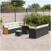 11 Delar Trädgårdsoffaset med Kuddar, Svart Konstrotting och Akacia vidaXL Stor – miniatyr 3