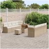 11 Delar Trädgårdsoffset med Kuddar Beige Poly Rattan Akacia vidaXL Medium – miniatyr 3