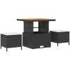 11 Delar Trädgårdsoffset med kuddar - svart poly rattan, akacia vidaXL Medium – miniatyr 4