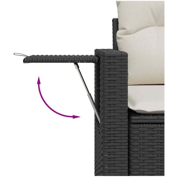 11 Delar Trädgårdsoffset med kuddar - svart poly rattan, akacia vidaXL Medium – bild 10
