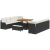 11 Delar trädgårdsoffset med kuddar Svart Poly Rattan Akacia vidaXL Stor – miniatyr 2
