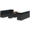 11 Delar Trädgårdssoffgrupp med Kuddar Svart Poly Rattan Akacia vidaXL 5 - Sits – miniatyr 2