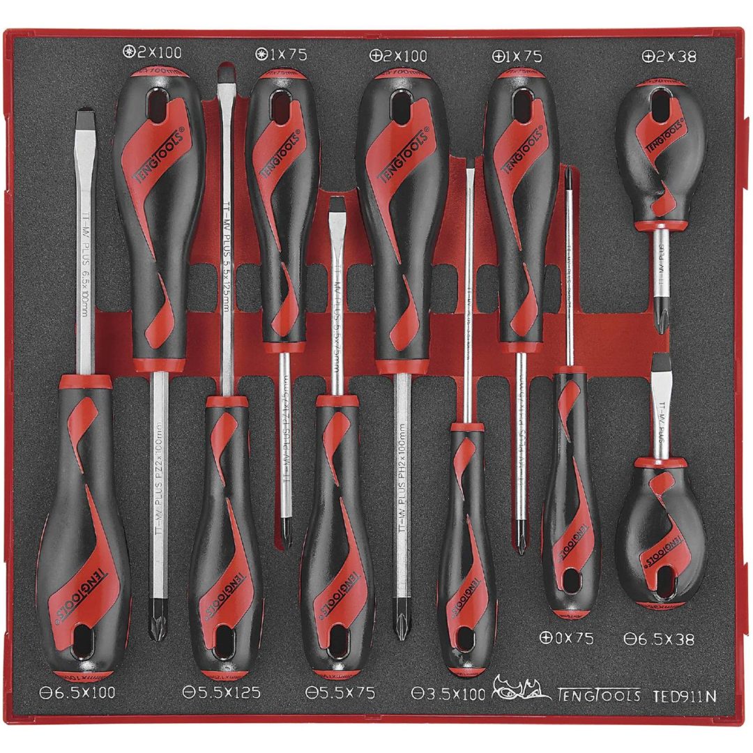 11 delars Skruvmejselsats Teng Tools TED911N SKRUVMEJSELSATS EVA 11 DELAR