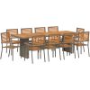 11-delars trädgårdsdining set grå poly rattan acacia vidaXL 10 - Sits – miniatyr 2