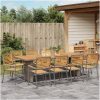 11-delars trädgårdsdining set grå poly rattan acacia vidaXL 10 - Sits – miniatyr 4
