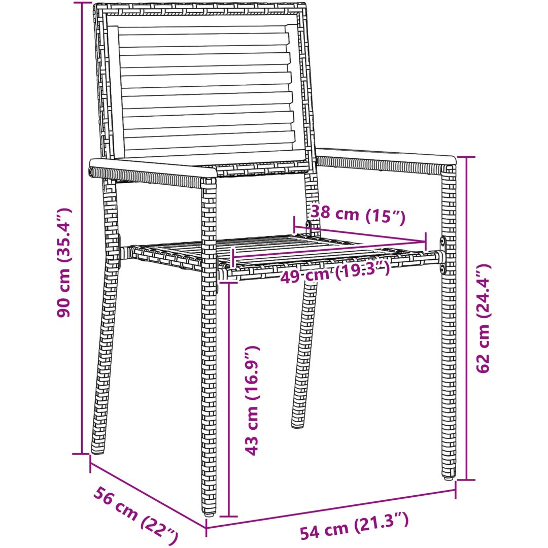 11-delars trädgårdsdining set grå poly rattan acacia vidaXL 10 - Sits – bild 10