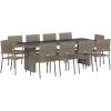11 Delars Trädgårdsmatbord Set Grå Poly Rattan vidaXL Stor – miniatyr 2