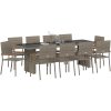 11 Delars Trädgårdsmatbord Set Grå Poly Rattan vidaXL Stor – miniatyr 3