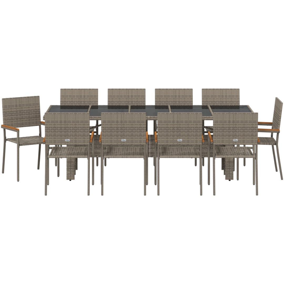 11 Delars Trädgårdsmatbord Set Grå Poly Rattan vidaXL Stor – bild 7
