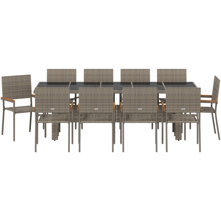 11 Delars Trädgårdsmatbord Set Grå Poly Rattan vidaXL Stor – bild 7