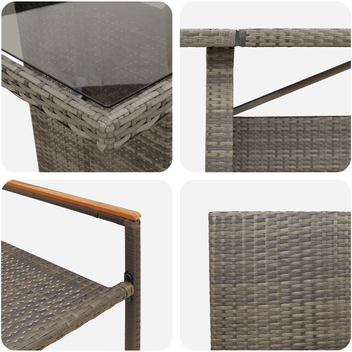 11 Delars Trädgårdsmatbord Set Grå Poly Rattan vidaXL Stor – bild 9