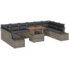 11-delars trädgårdsmöbelset med kuddar, grå poly rattan och akacia. vidaXL 100 x 55 x 73 cm – miniatyr 2