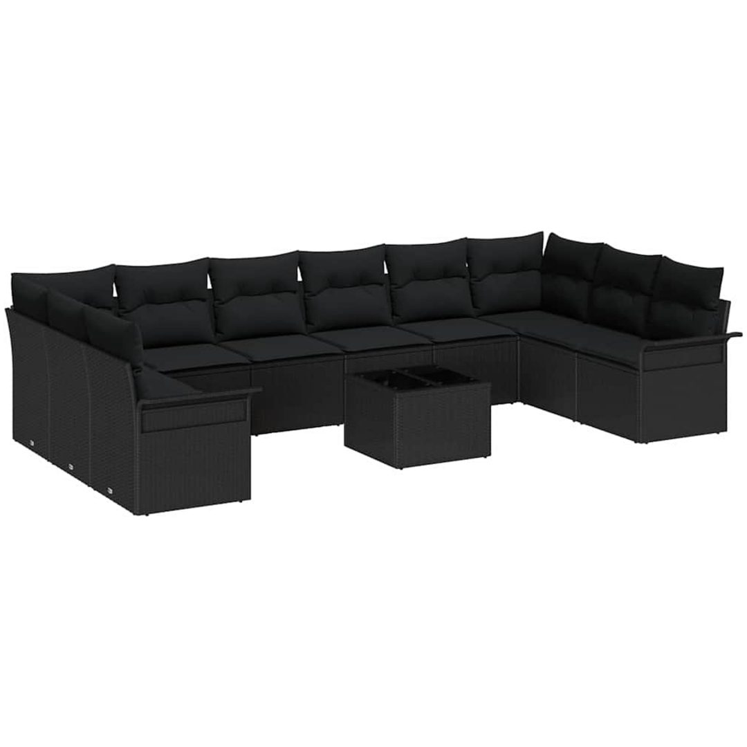 11 Delars Trädgårdsofa Set med Dynor Beige Poly Rattan vidaXL 55 x 55 x 37 cm – bild 2