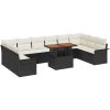 11-delars trädgårdsofa set med dynor svart poly rattan vidaXL Stor – miniatyr 2