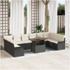11-delars trädgårdsofa set med dynor svart poly rattan vidaXL Stor – miniatyr 1