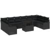 11-delars Trädgårdsofa Set med Kuddar Svart Poly Rattan vidaXL Stor – miniatyr 2