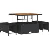 11-delars Trädgårdsofagruppe med Kuddar Svart Poly Rattan Akaciaträ vidaXL Stor – miniatyr 4