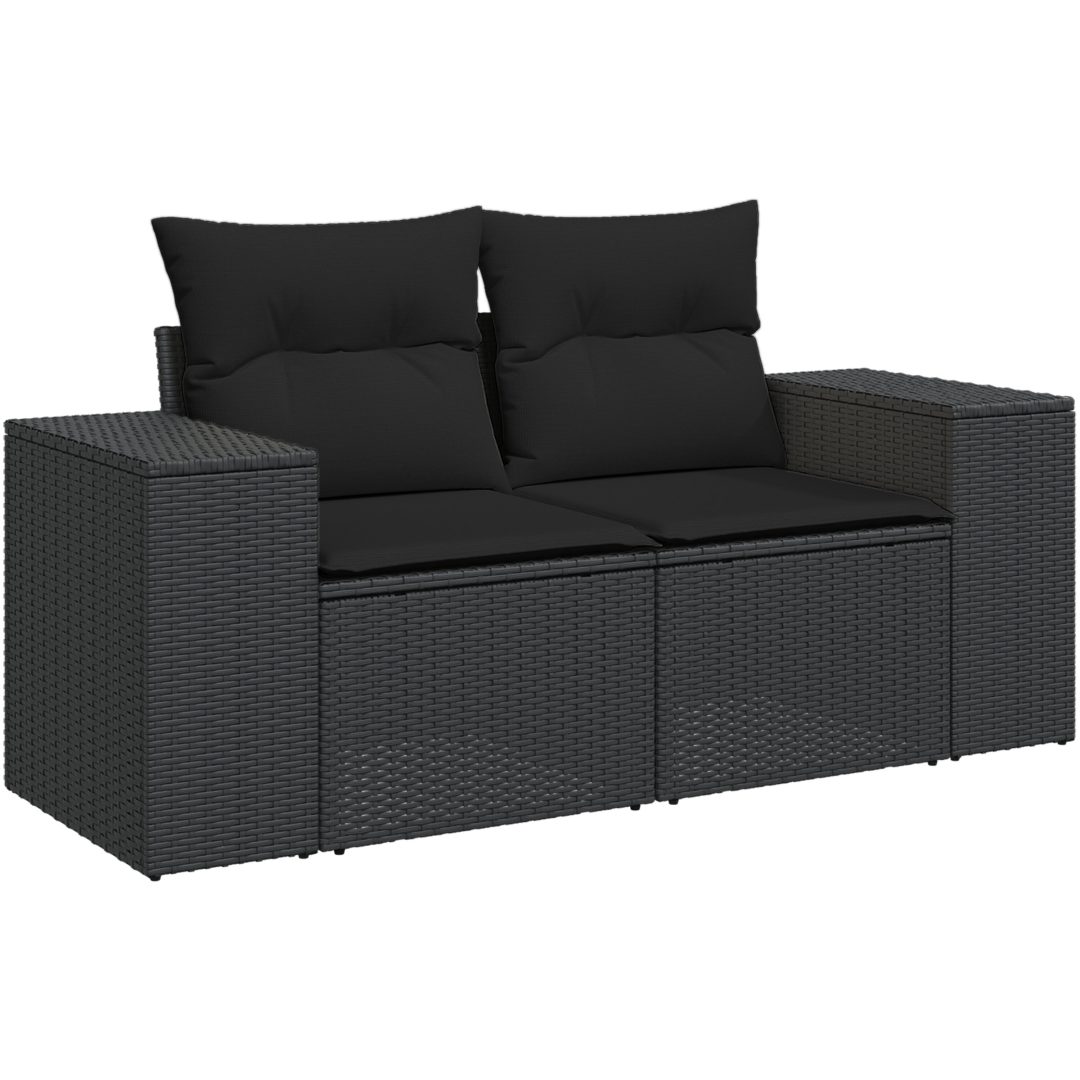 11-delars Trädgårdsofagruppe med Kuddar Svart Poly Rattan Akaciaträ vidaXL Stor – bild 6