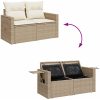 11 Delars Trädgårdsoff Set med Dynor Beige Poly Rattan Akacia vidaXL Stor – miniatyr 12