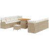 11-delars trädgårdsoff set med kuddar beige polyrotting akacia vidaXL Stor – miniatyr 2