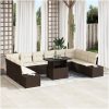 11-delars trädgårdsoff set med kuddar - brun poly rattan vidaXL 100 x 55 x 73 cm – miniatyr 1