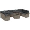11-delars trädgårdsoff-set med kuddar i grå poly rattan vidaXL 100 x 55 x 73 cm – miniatyr 2