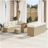 11 Delars Trädgårdsoffa Med Kuddar Beige Poly Rattan Akacia vidaXL