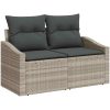 11-delars trädgårdsoffa set med kuddar grå poly rotting vidaXL 344 x 178,5 x 85 cm – miniatyr 4