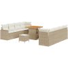 11-delars trädgårdsoffagrupp med kuddar beige polyrotting akacia vidaXL Stor – miniatyr 2