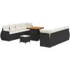 11-delars trädgårdsoffas med kuddar svart poly rattan akacia vidaXL Medium, 4 - Sits, kompakt – miniatyr 2