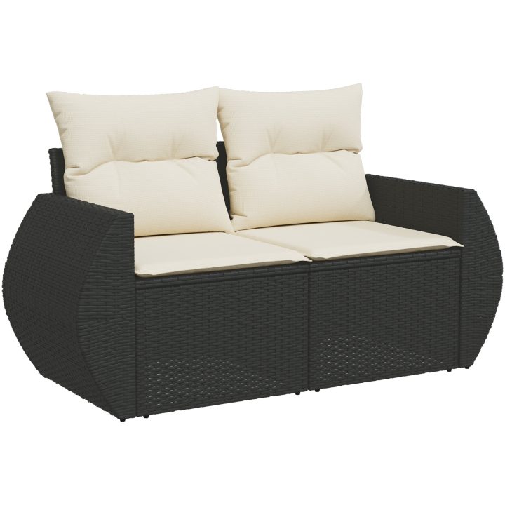 11-delars trädgårdsoffas med kuddar svart poly rattan akacia vidaXL Medium, 4 - Sits, kompakt – bild 6