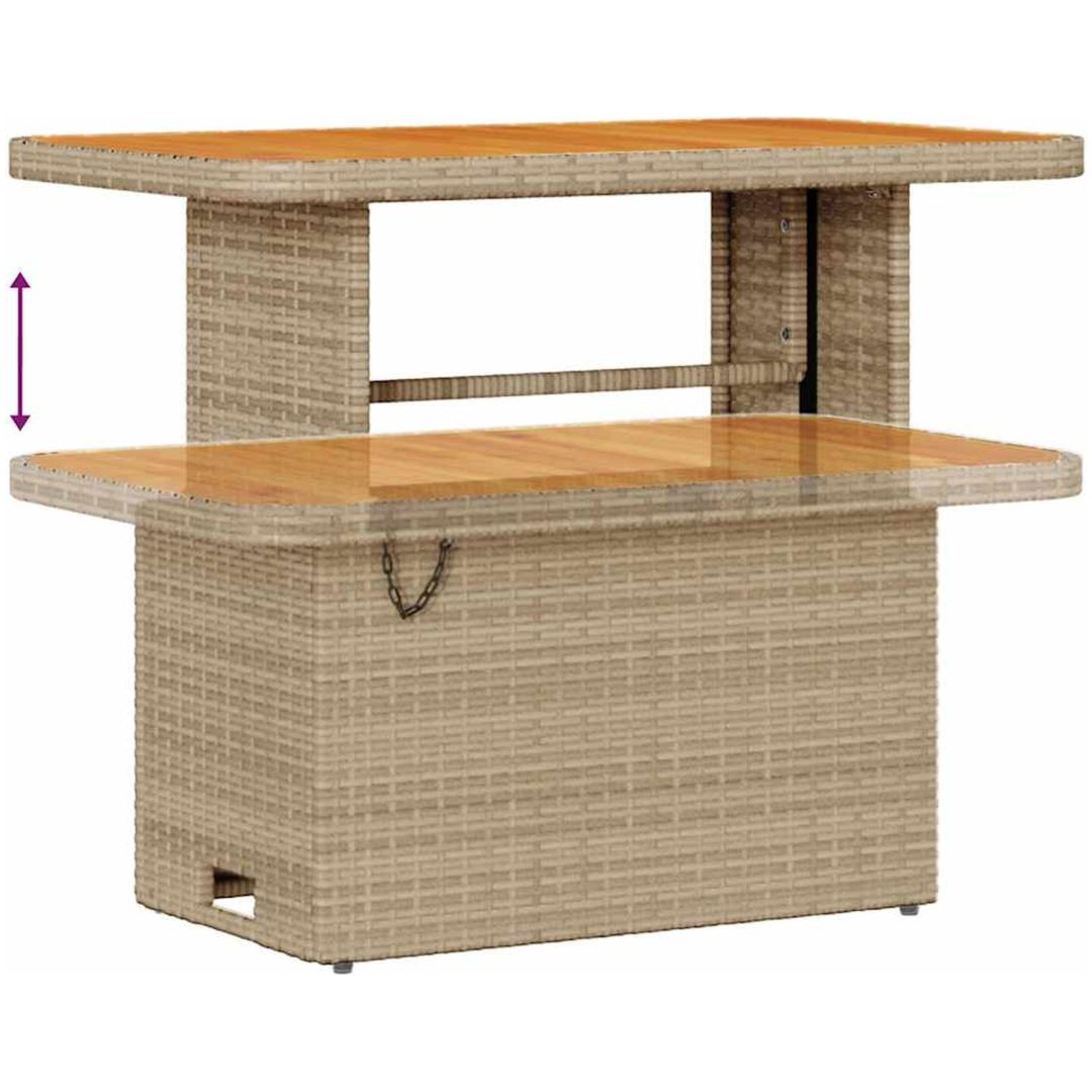 11 Delars Trädgårdsoffas-set med Kuddar Beige Polyrotting Akacia vidaXL Medium – bild 5