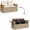 11 delars trädgårdsoffasats med kuddar beige poly rattan akacia vidaXL Medium – miniatyr 10
