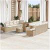 11-delars Trädgårdsoffaset med Kuddar Beige Poly Rotting Akacia vidaXL 180 x 62 x 70 cm – miniatyr 1