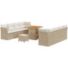 11-delars trädgårdsoffaset med kuddar Beige Polyrotting Akaciaträ vidaXL Stor – miniatyr 2