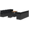 11 Delars Trädgårdsoffaset med Kuddar Svart Poly Rattan Akacia vidaXL Stor – miniatyr 2