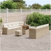 11-delars trädgårdsoffemöbel med kuddar beige poly rattan akacia vidaXL Medium – miniatyr 3