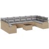 11-delars trädgårdsoffgrupp med kuddar i svart poly rattan vidaXL 344 x 179 x 85 cm – miniatyr 2