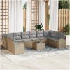 11-delars trädgårdsoffgrupp med kuddar i svart poly rattan vidaXL 344 x 179 x 85 cm – miniatyr 1