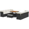 11-delars Trädgårdsoffor med Kuddar Svart Poly Rattan Akacia vidaXL Medium – miniatyr 2