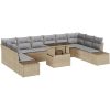 11-delars trädgårdsoffset med beige kuddar i poly rattan vidaXL 100 x 55 x 73 cm – miniatyr 2