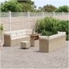 11-delars Trädgårdsoffset med Kuddar Beige Poly Rattan Akacia vidaXL Medium – miniatyr 3