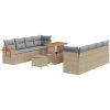 11-delars Trädgårdsoffset med Kuddar Beige Poly Rottning Akacia vidaXL Medium – miniatyr 2