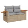 11-delars Trädgårdsoffset med Kuddar Beige Poly Rottning Akacia vidaXL Medium – miniatyr 4
