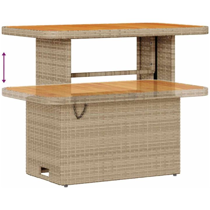 11-delars Trädgårdsoffset med Kuddar Beige Poly Rottning Akacia vidaXL Medium – bild 7